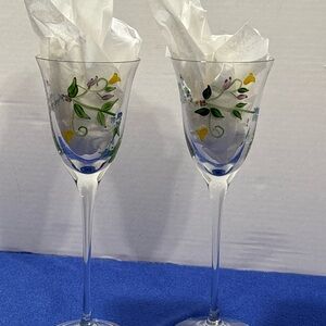 Hand painted stem glasses/tea light holder